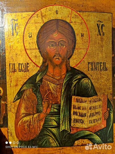 Старинная икона Господь Вседержитель 19 век