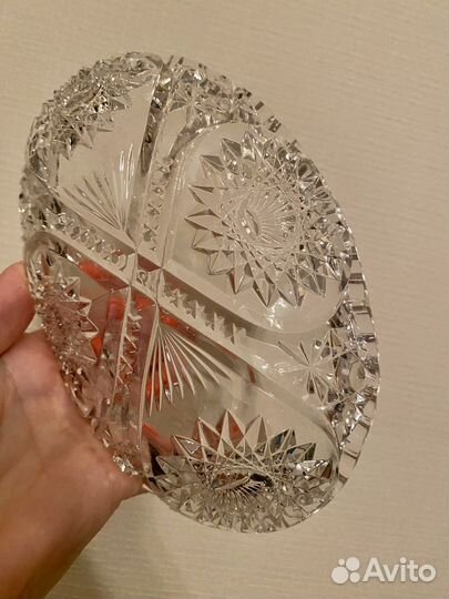 Салатник конфетница ладья Хрусталь старинный