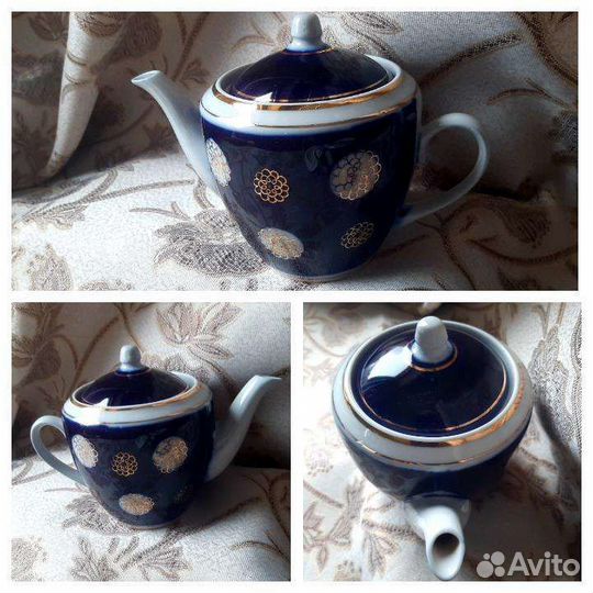 Чайный сервиз кобальт с золотом СССР Полонне