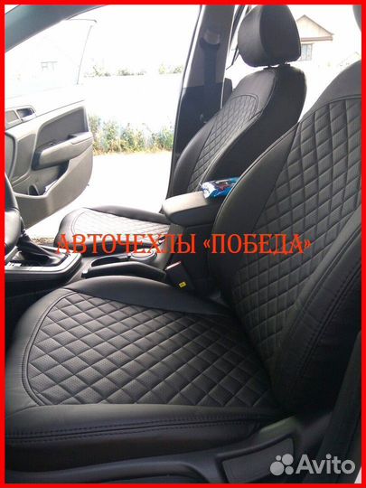 Чехлы Hyundai Elantra 6 из экокожи чёрные Ромб