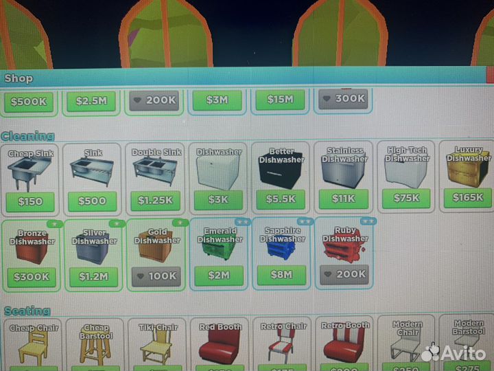 Продажа вещей и сетов в игре My restourant