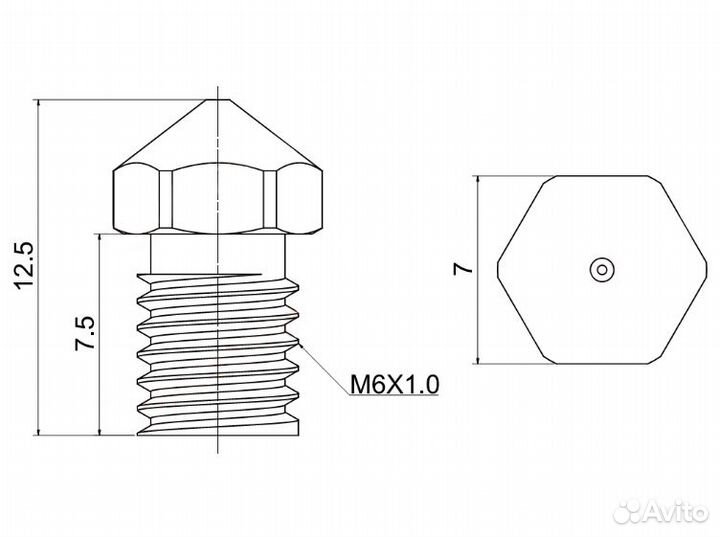 Высококачественное сопло E3D-V6 латунь 0,2