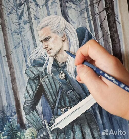 Авторская картина, иллюстрация. Ведьмак Геральт