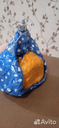 Новогодняя ватная игрушка колобок