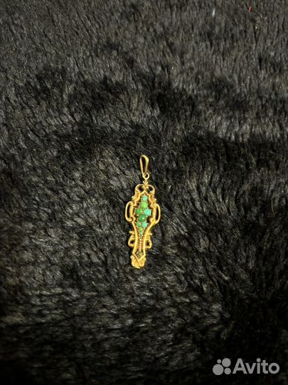 Золотой кулон с бирюзой нат.(СССР)