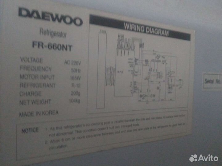 Холодильник Daewoo FR-660 NT. разборка