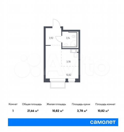 Квартира-студия, 21,7 м², 13/17 эт.