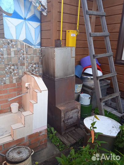 Печь для бани с баком для воды, б/у