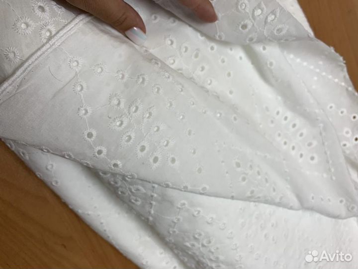 Ткань Шитье хлопок белый трикотаж кружево