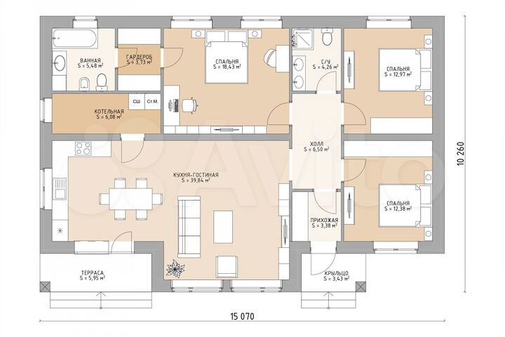 Дом 130 м² на участке 9 сот.