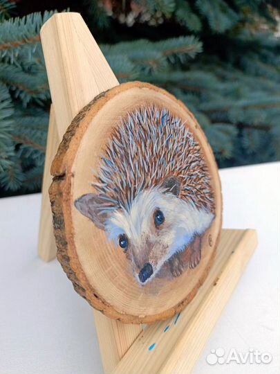 Картина на спиле дерева Ёжик