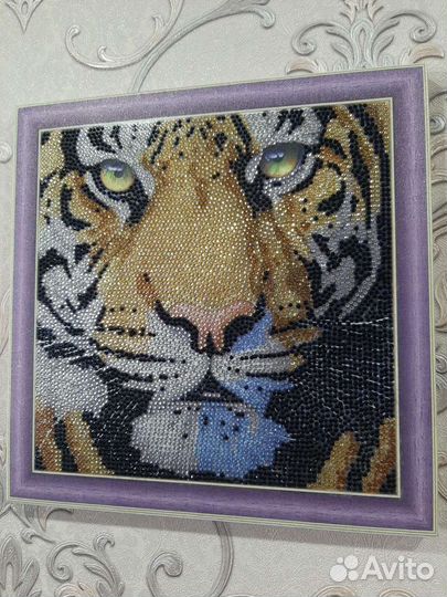 Тигр алмазная мозаика готовая работа