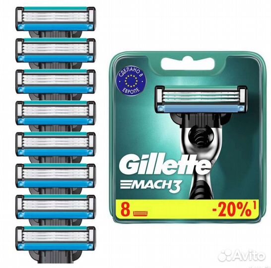 Новые сменные кассеты для бриться Gillette mach 3