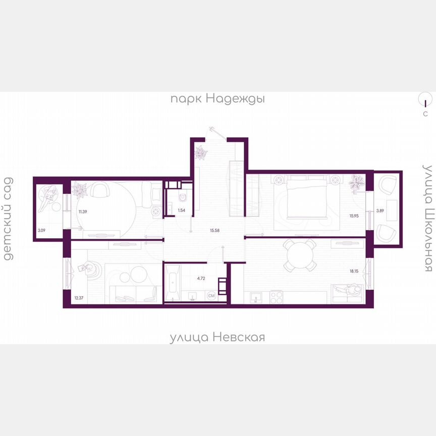 3-к. квартира, 81,8 м², 4/5 эт.