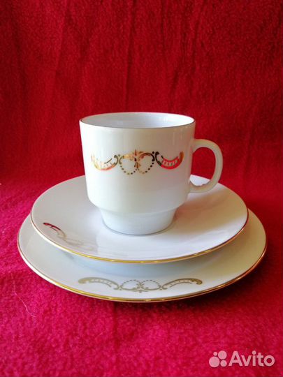 Фарфоровая чехословацкая чайная тройка. Bohemia
