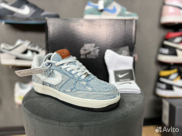 Кроссовки nike AIR force denim blue premium