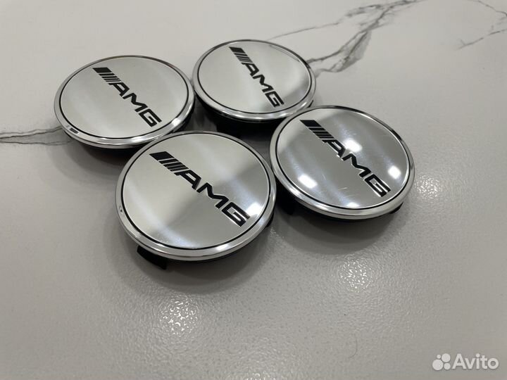 Колпачки mercedes AMG хром 75 мм черн осн