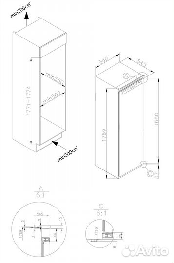 Встраиваемый морозильник hiberg FRB-30 NFW