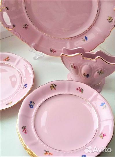 Набор чайных пар Розовый фарфор. Леандер
