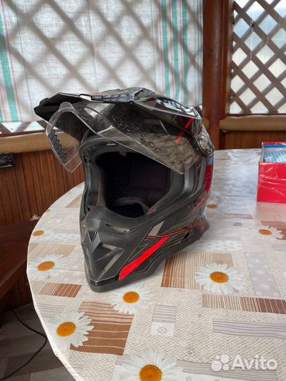 Шлем мото мотард hizer B6197-1 black/red