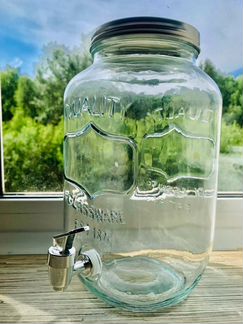 Банка новая для напитков с дозатором (стекло)