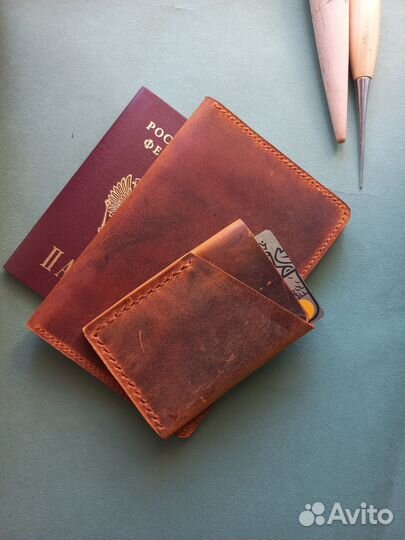 Обложка для документов натуральная кожа