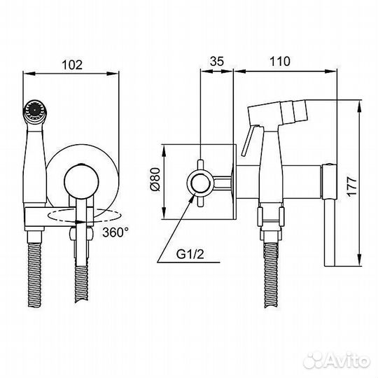 Смеситель с гигиеническим душем Gappo G7206-9