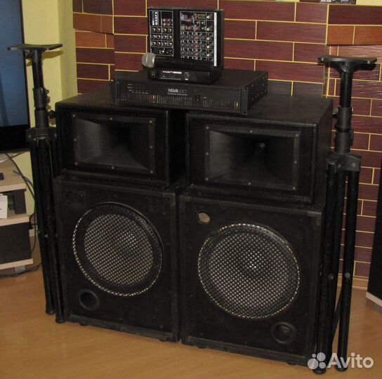 Колонки CF 1100W Усилитель Микшер Микрофон Штативы