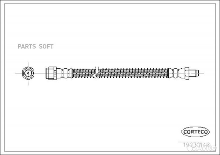 Corteco 19030148 Тормозной шланг задний 255mm
