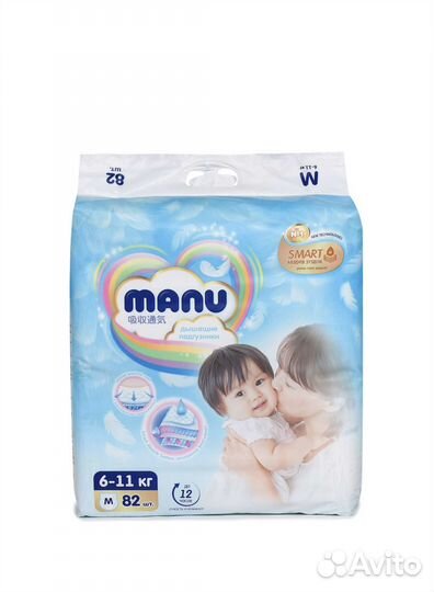 Подгузники Ману manu M 6-11 кг