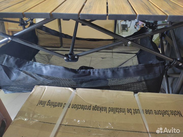 Стол складной реечный с корзиной 120*55*70см