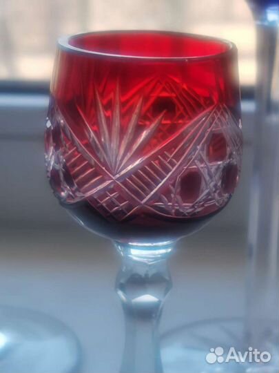 Бокалы из цветного хрусталя Богемия чсср, 1960-е г