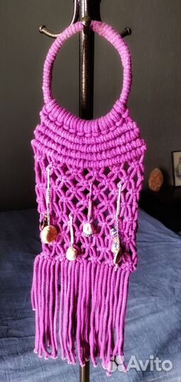 Сумка макраме с подвесками ручная работа