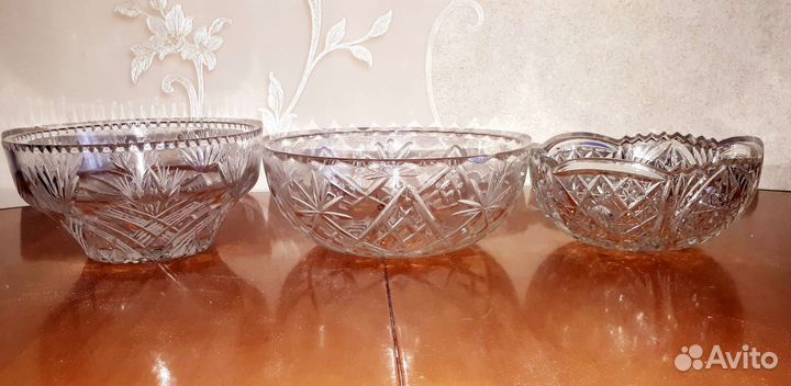 Хрустальная посуда ссср-салатницы, стопки