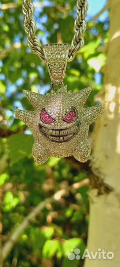 Подвеска Покемон генгар,ретро кулон с цирконом