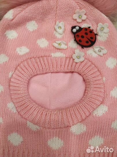 Шапка шлем для девочки 48 50
