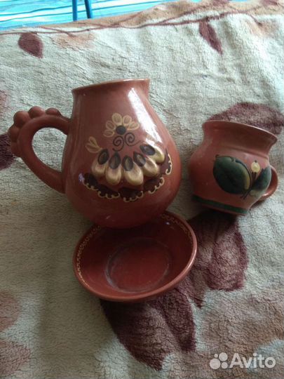 Глиняная посуда,поднос, шкатулка