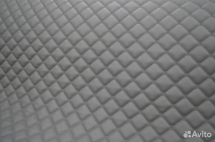 Экокожа стеганая серая серый квадрат