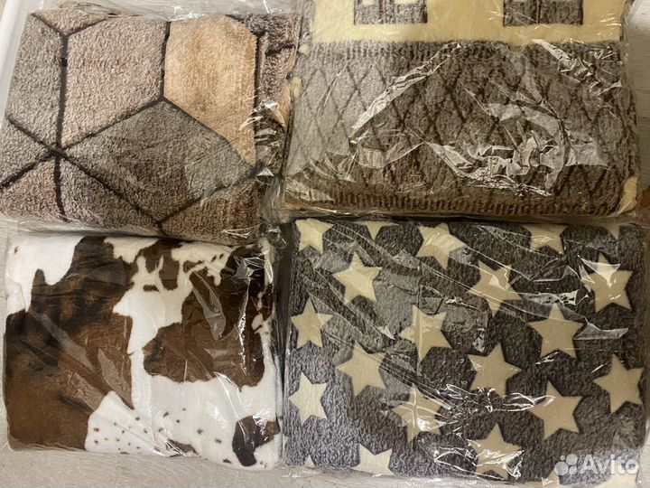 Пледы бамбуковые сердечки звездочки зебра собачьи