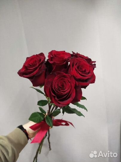 Букет из 5 высоких красных роз
