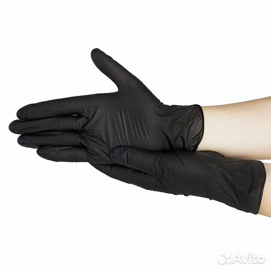 Перчатки нитриловые elegreen чёрные, размер L