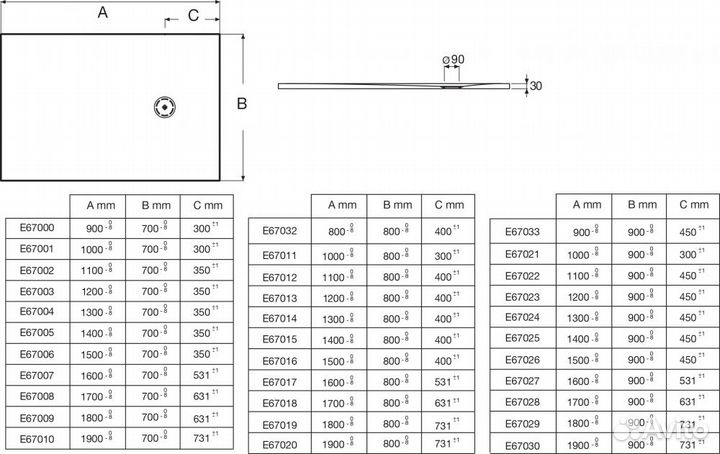 Поддон для душа 120х90 см Jacob Delafon Singulier E67023-SHM, белый