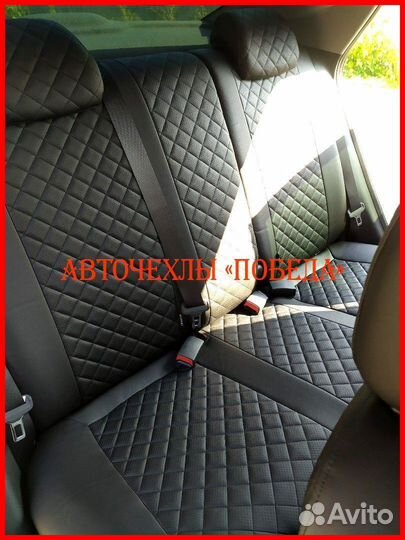 Чехлы Hyundai Sonata из экокожи чёрные Ромб