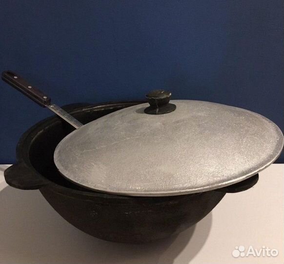 Казан чугунный узбекский с крышкой для плова