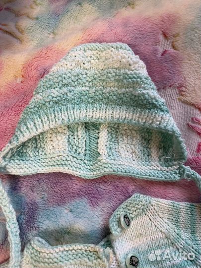 Вязаный вручную комплект размер 56-62