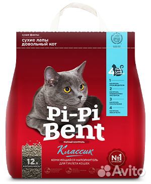 Наполнитель Pi-pi-bent комкующийся 5кг, 10кг