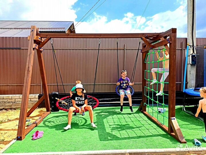 Детские качели уличные деревянные от производителя