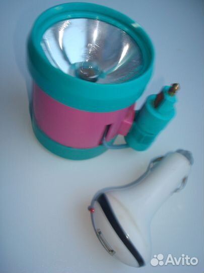 Фонарь и автозарядка USB в прикуриватель, за 2 шт