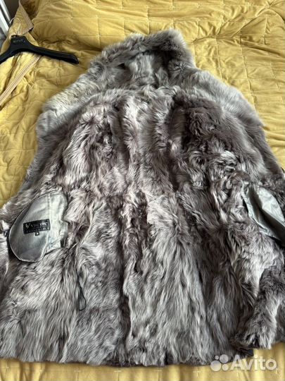 Натуральная дубленка из меха тоскана синяя