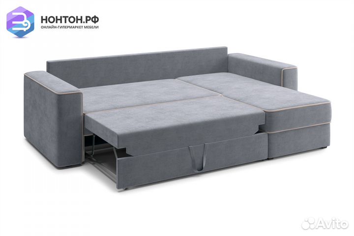 Диван угловой дельфин Берген серый